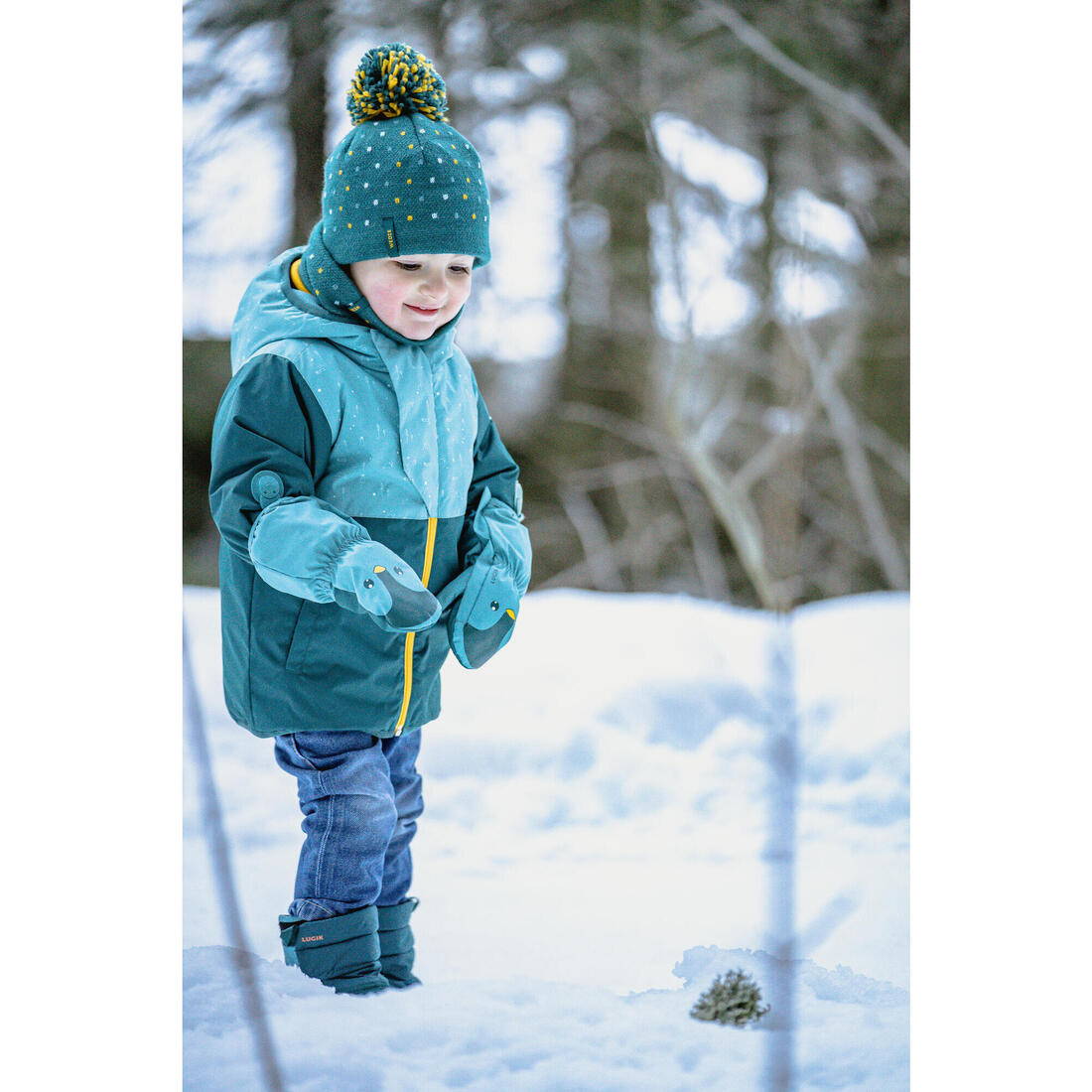 Moufles ski bébé - 500 warm - turquoises