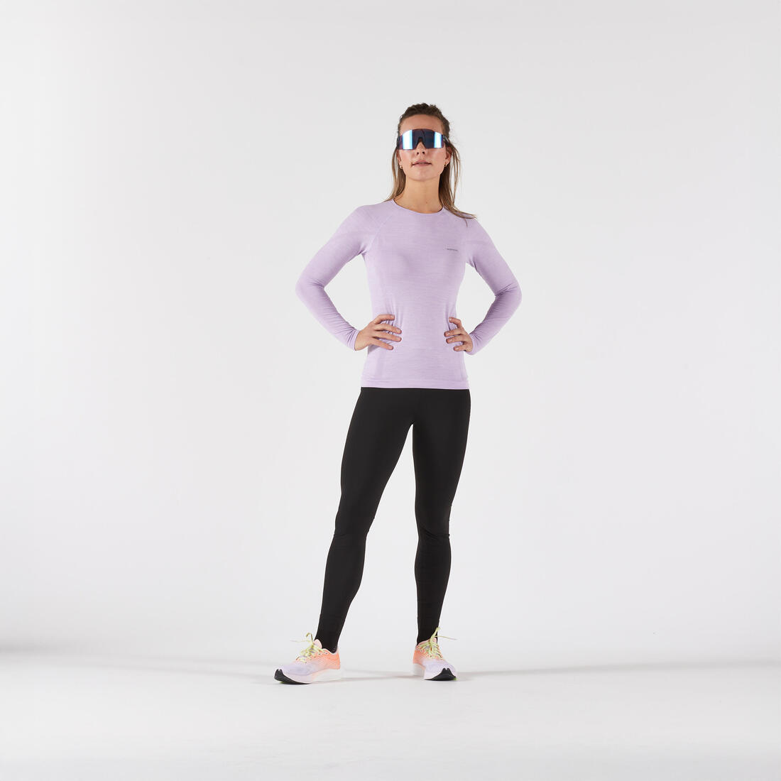 T-Shirt manches longues running Femme sans couture, KIPRUN Run 500