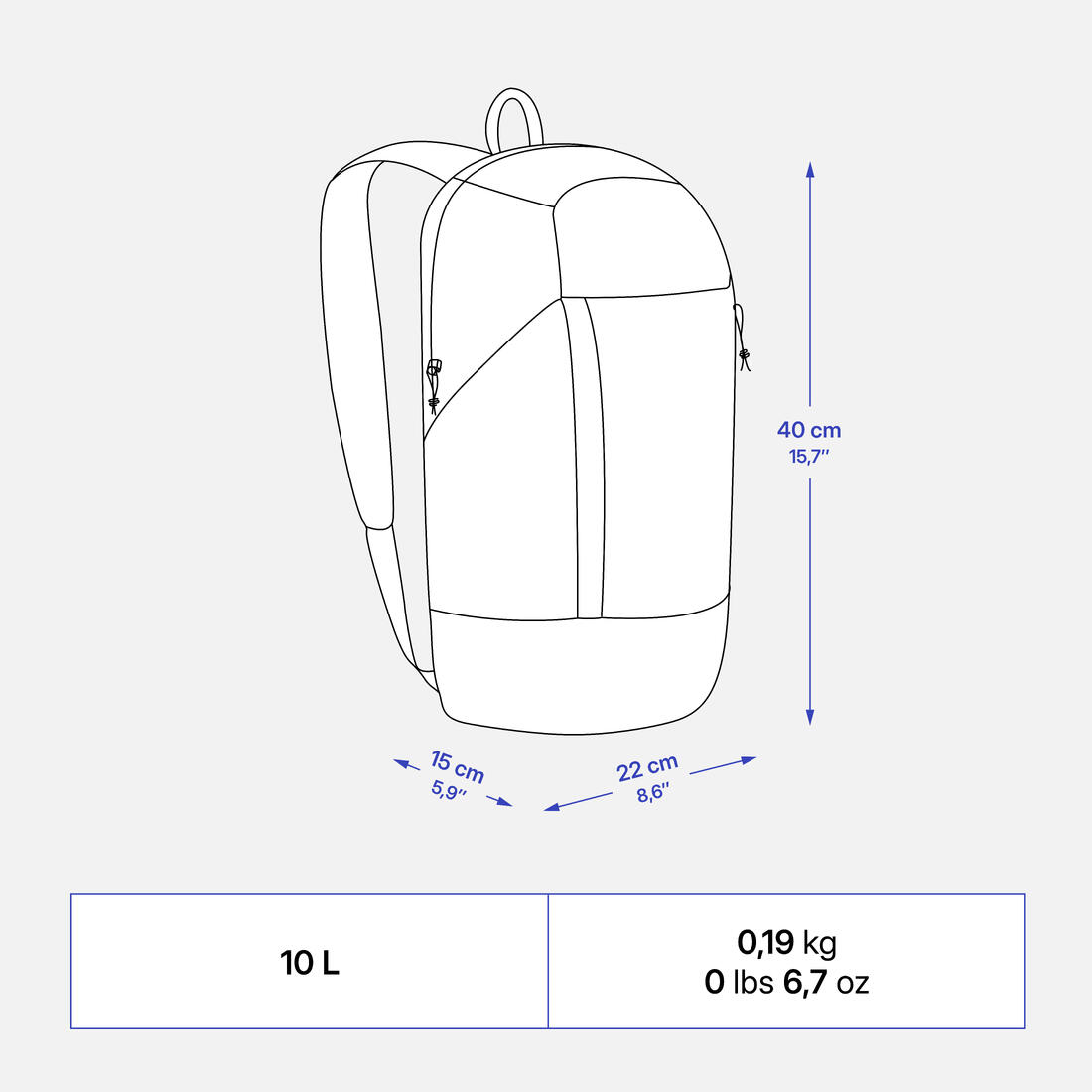 Sac à dos de randonnée 10L, Arpenaz 100