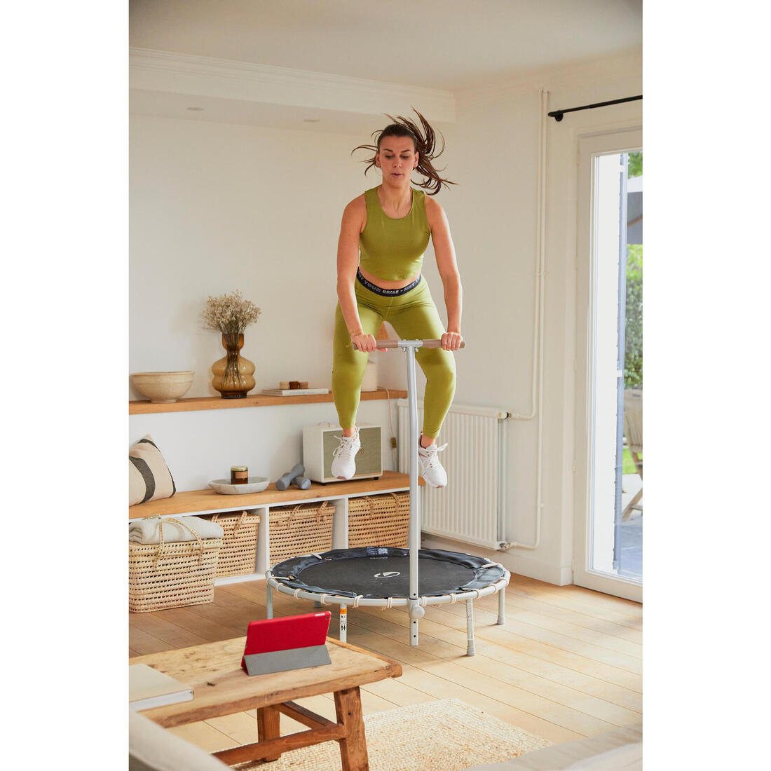 Trampoline fitness FIT TRAMPO500 avec barre frontale