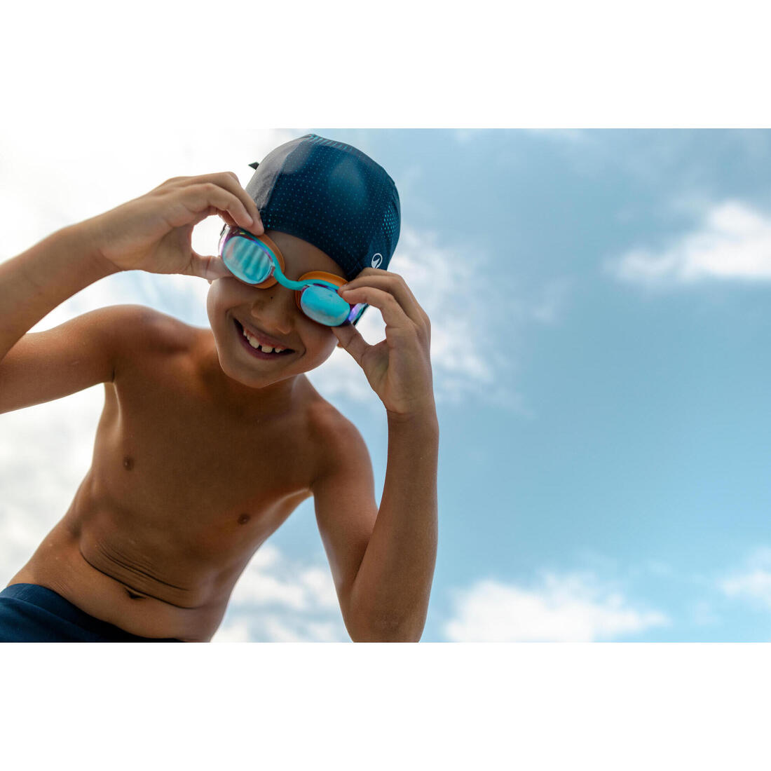 Lunettes de natation Taille Unique - Bfit blanc teintés bleus - Nouvel anti-buée