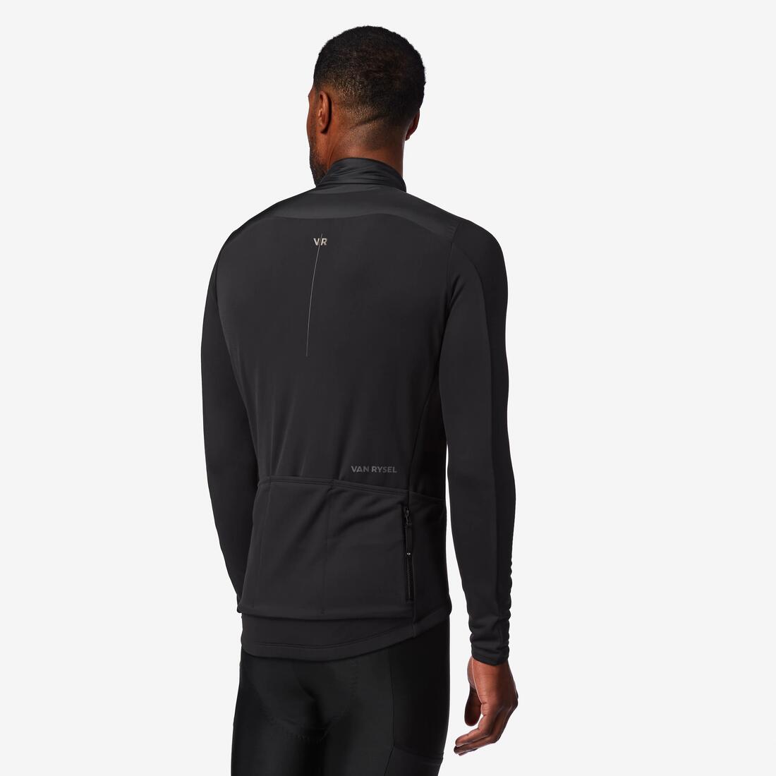 Maillot de vélo de route manches longues mi-saison homme, noir EDR
