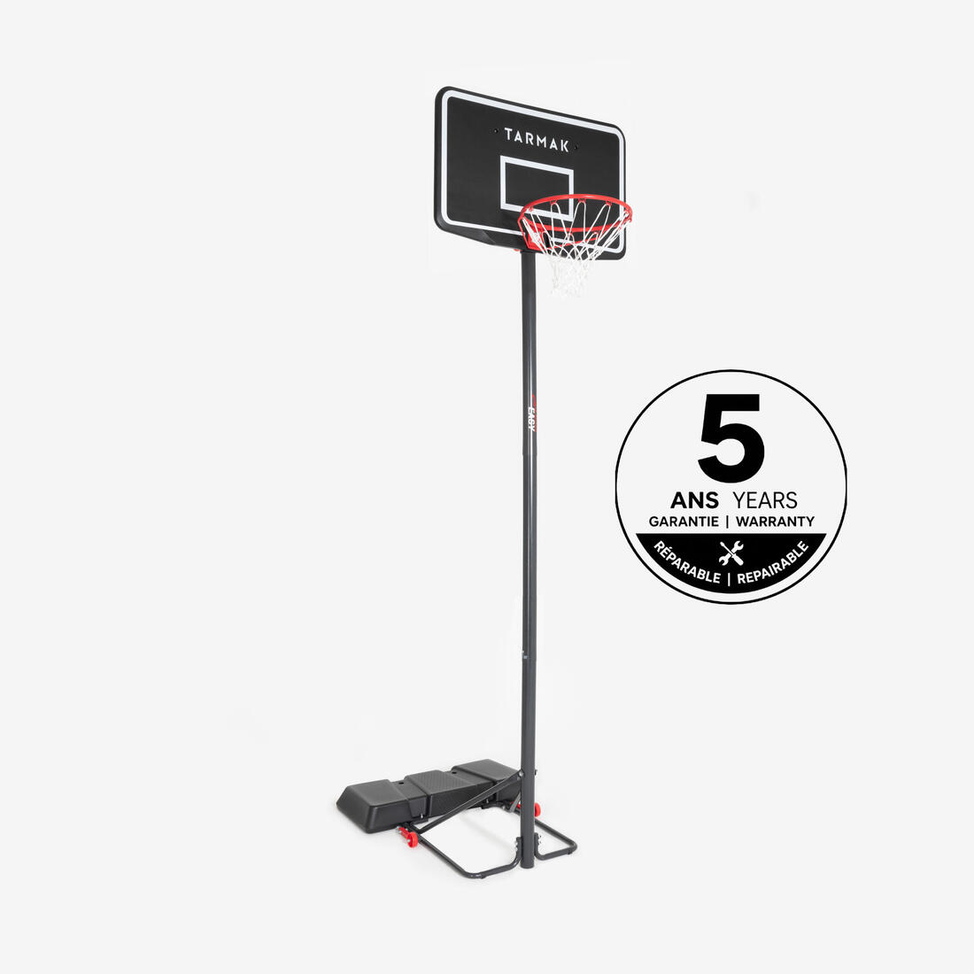 Panier de basket sur pied réglable de 2,20m à 3,05m - B100 Easy Noir