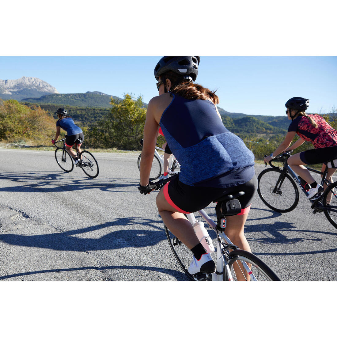 DEBARDEUR VELO ROUTE FEMME TRIBAN 500 MARINE