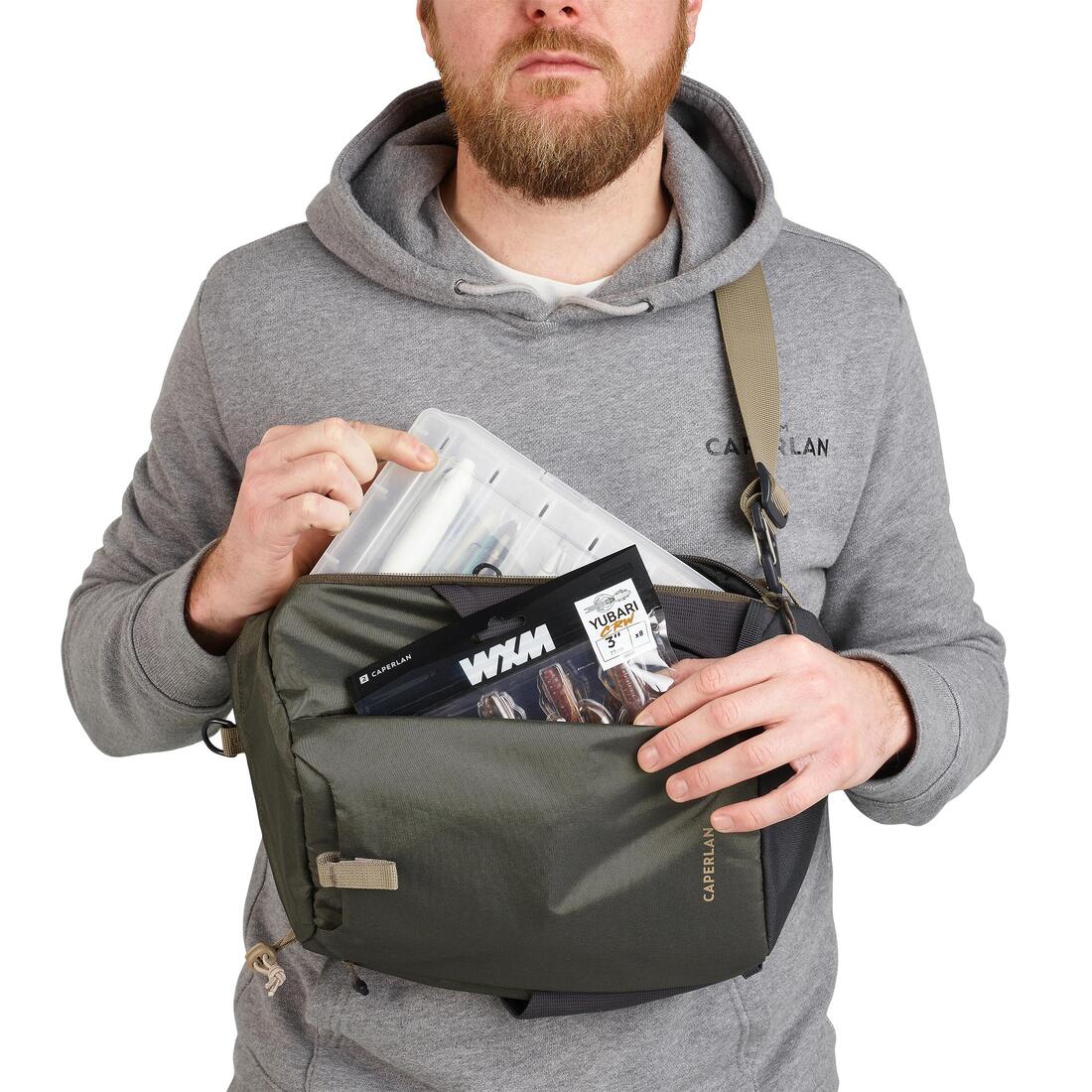 Sac à bandoulière de pêche 9l - sling bag 100 kaki