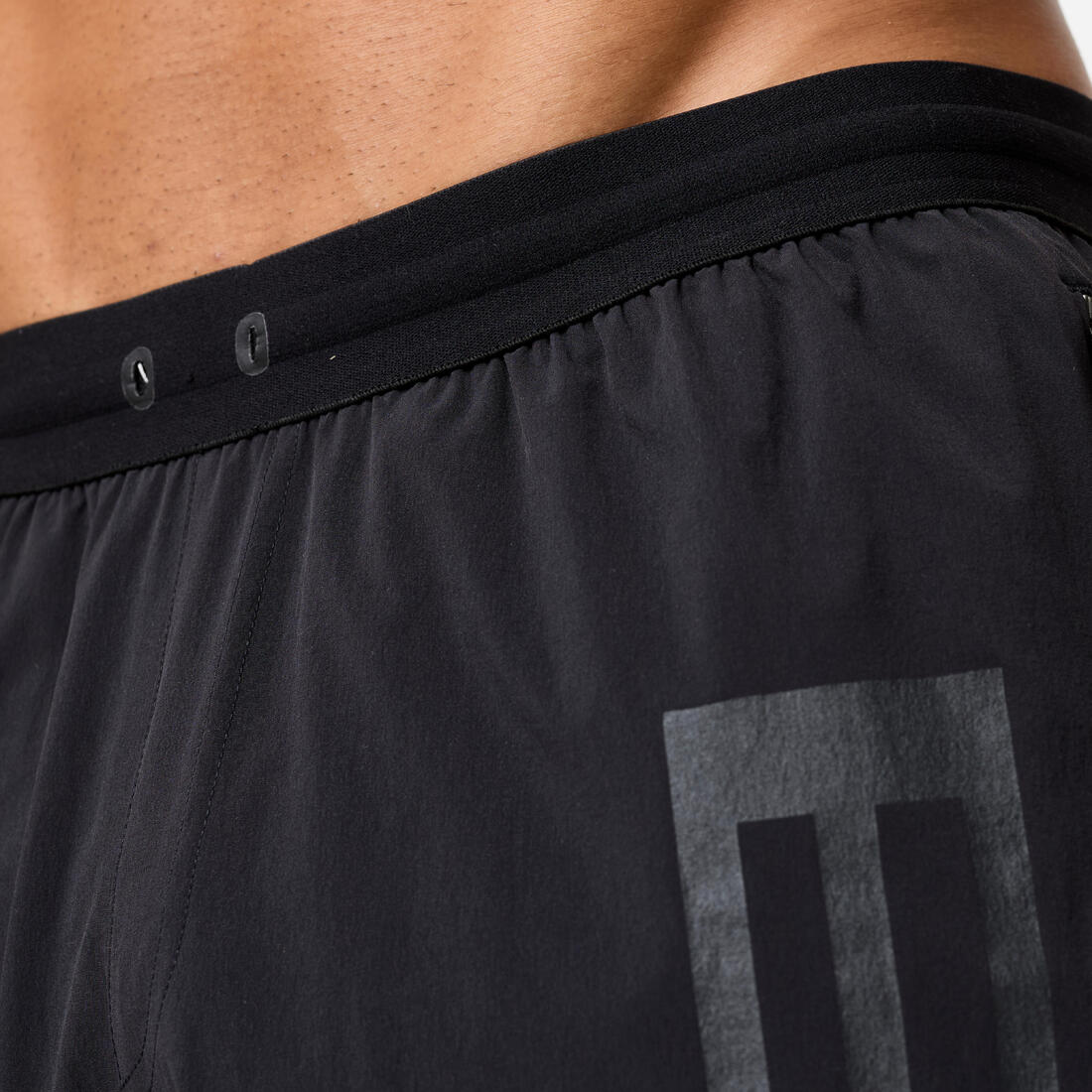 Short de fitness long 23cm homme, noir et