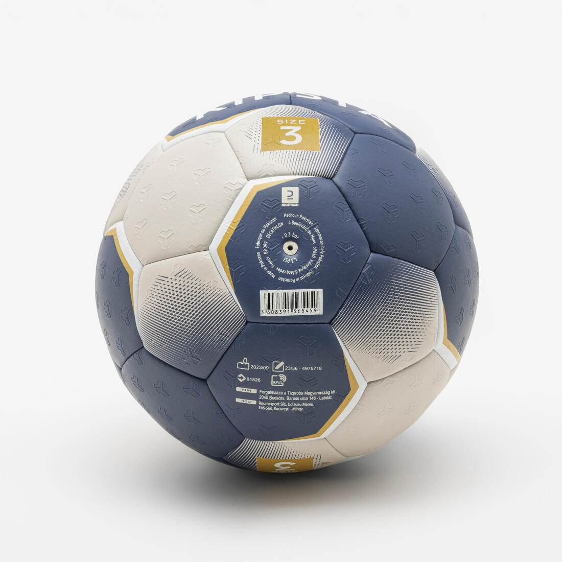 Ballon de handball taille 3 - hb500 hybride bleu/gris