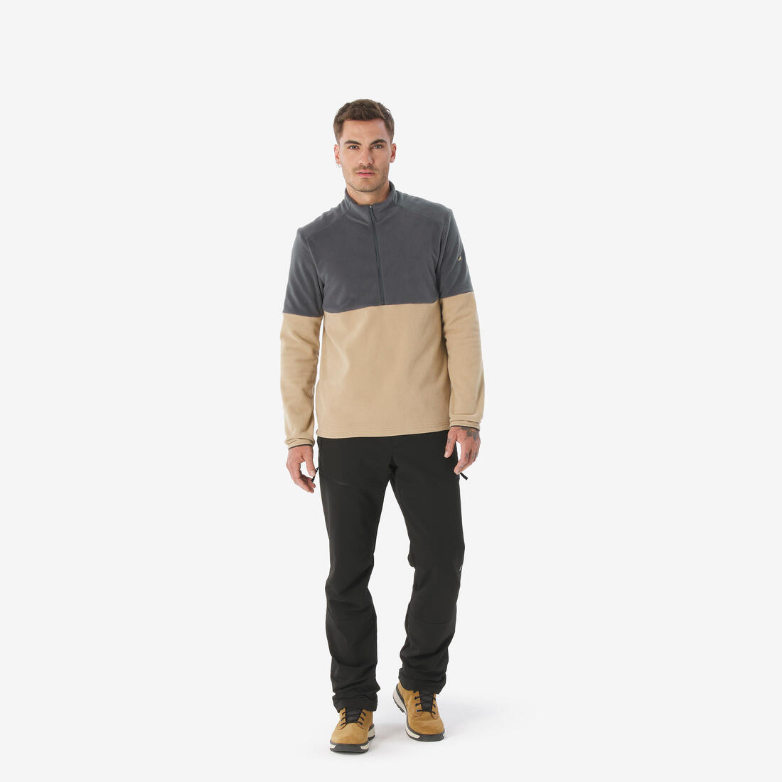 Polaire de randonnée montagne homme, MH500 demi zip