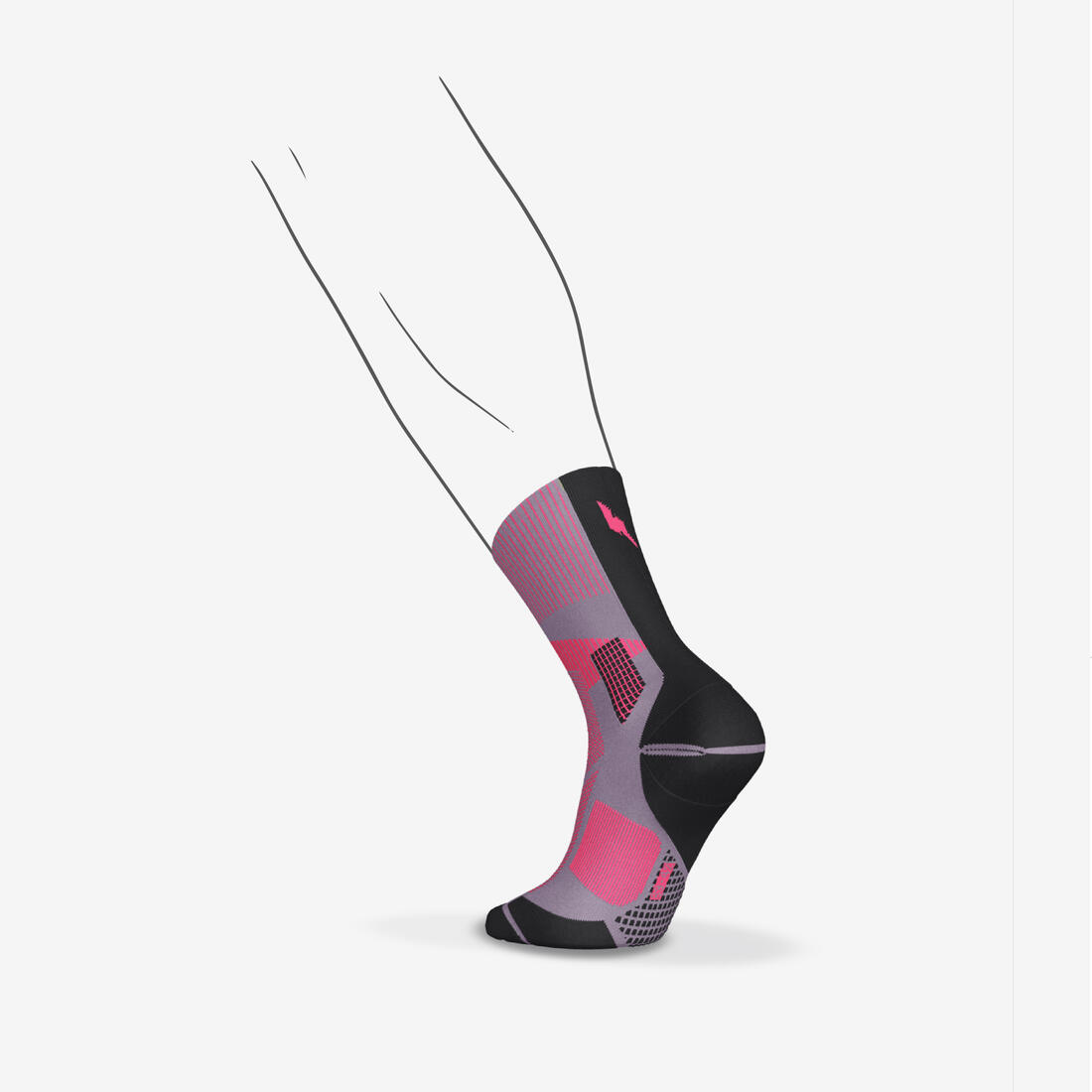 Chaussettes de running KIPRUN run900 épaisses mi-mollet oranges + graf