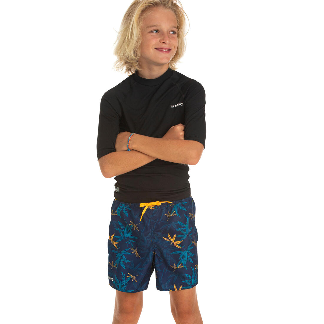 Short de bain 100 bleu noir