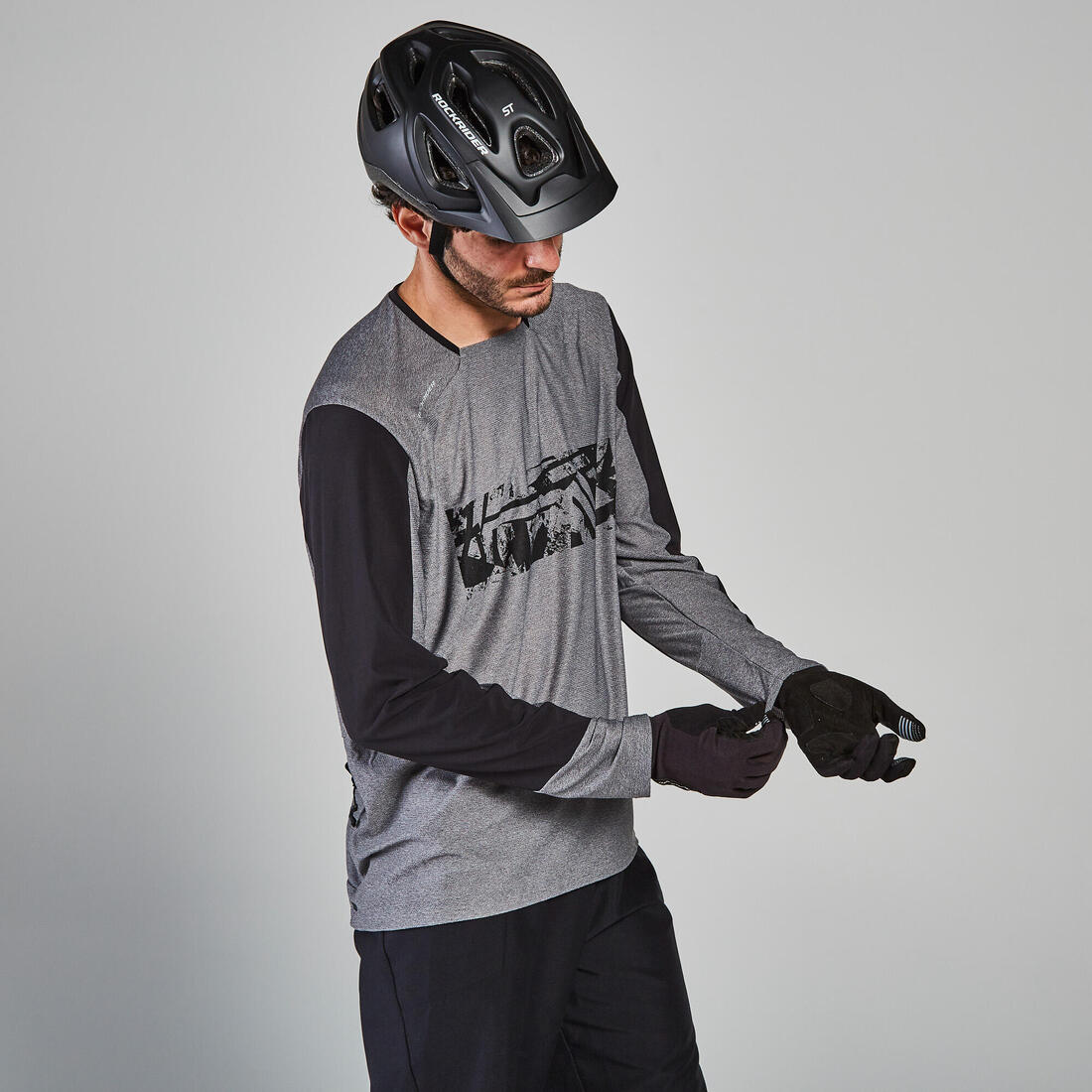 Maillot manches longues velo vtt expl 100 gris