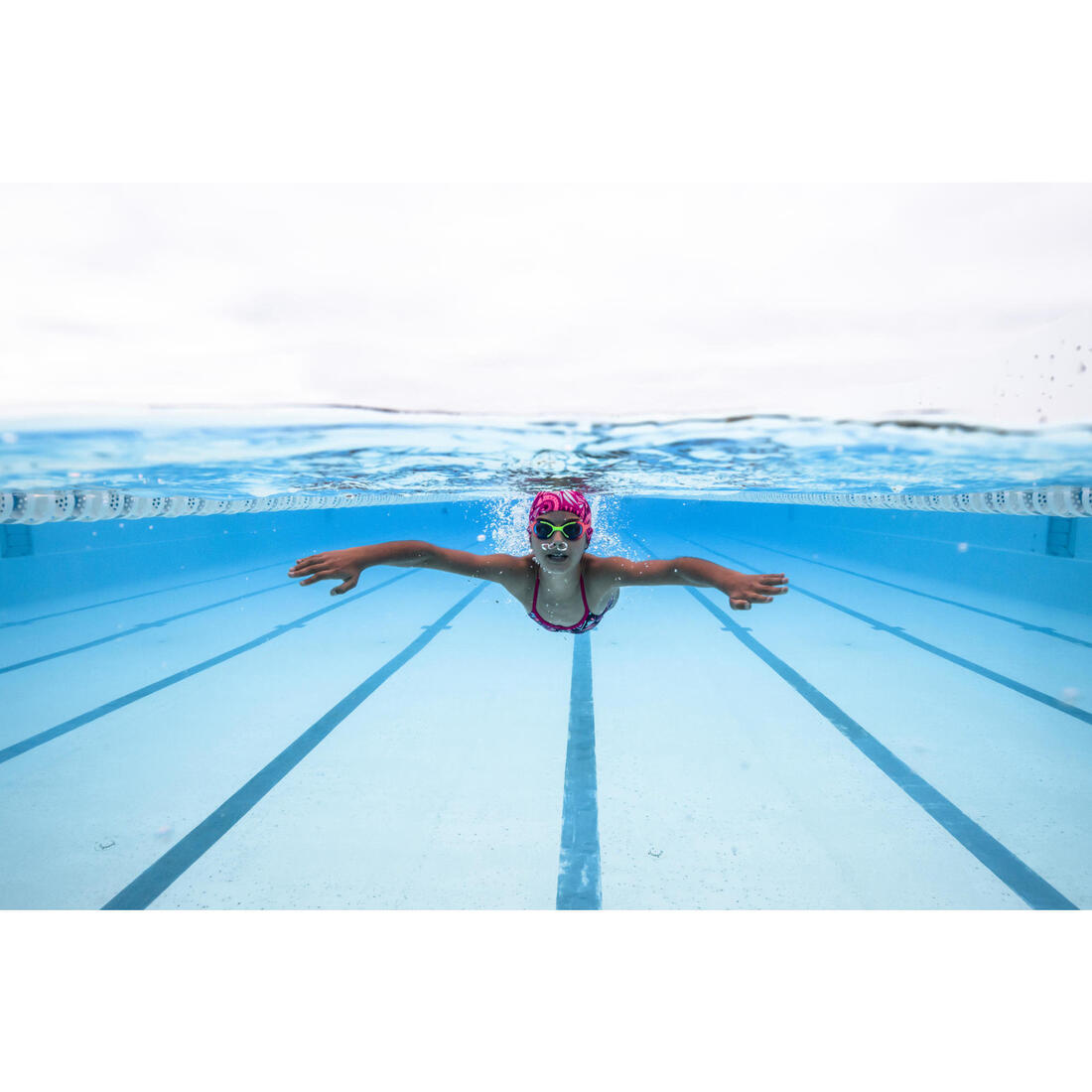 Lunettes de natation Junior - Xbase rose bleu teintées