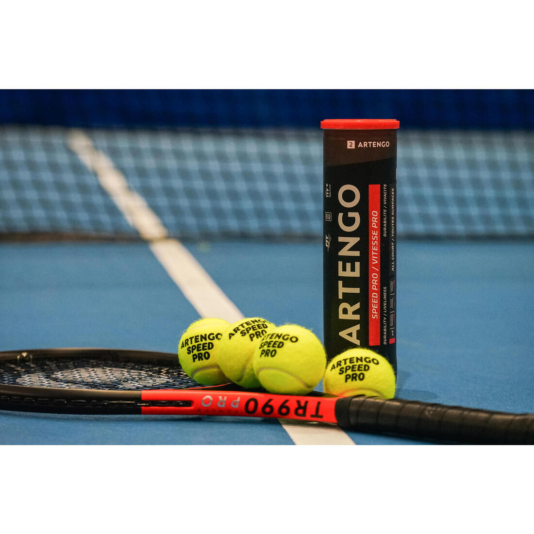 Balle de tennis vive tube de 4 balles, Kuikma Speed pro