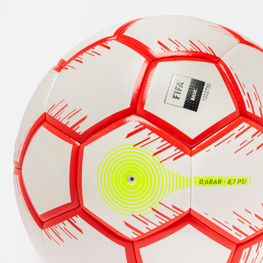 Ballon de futsal hybride taille 4, rouge fluo et blanc