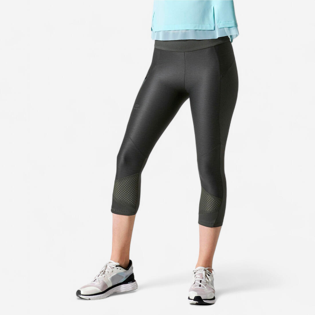 Legging court running respirant femme - Dry+ Feel noir