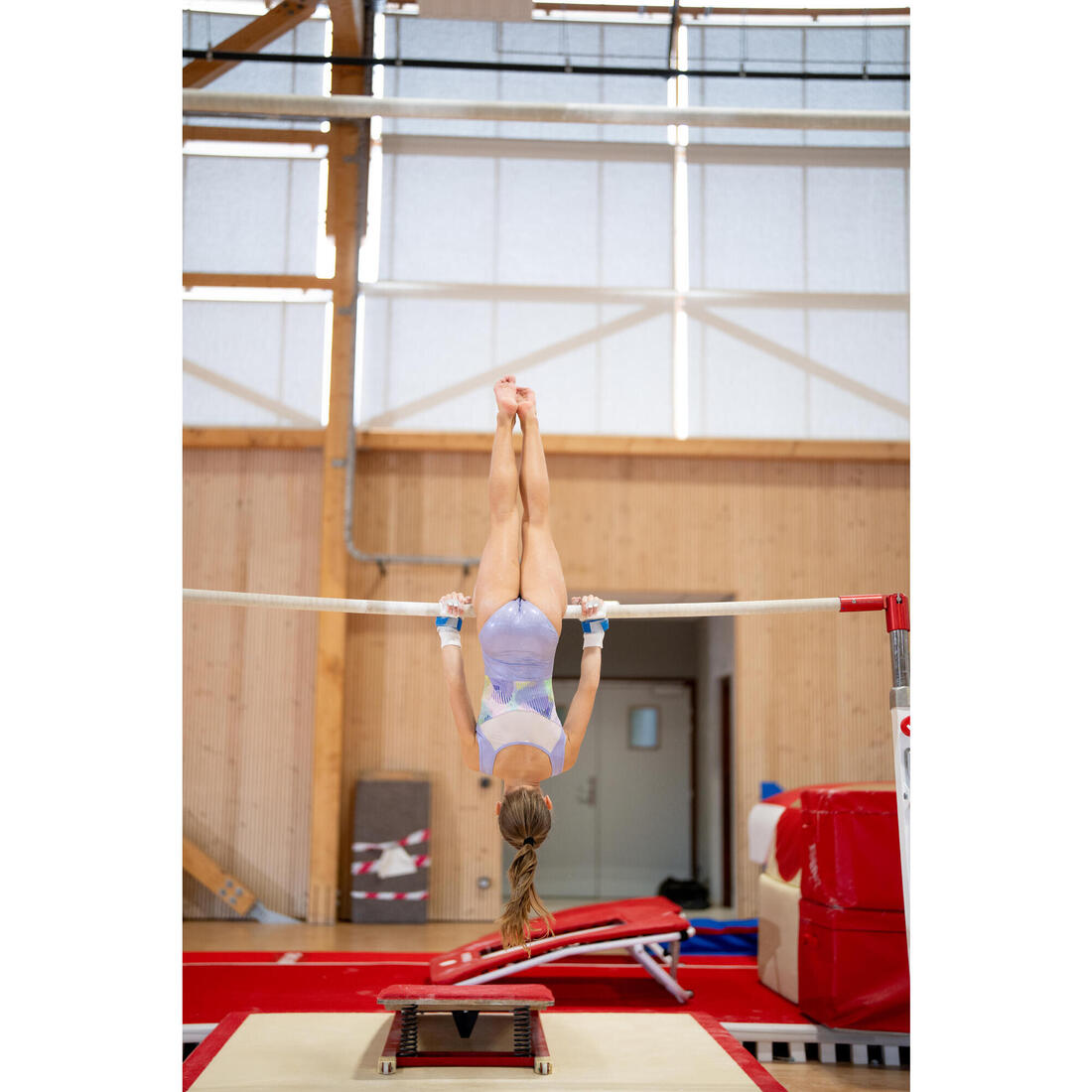 Justaucorps de gymnastique sans manches fille, mauve et