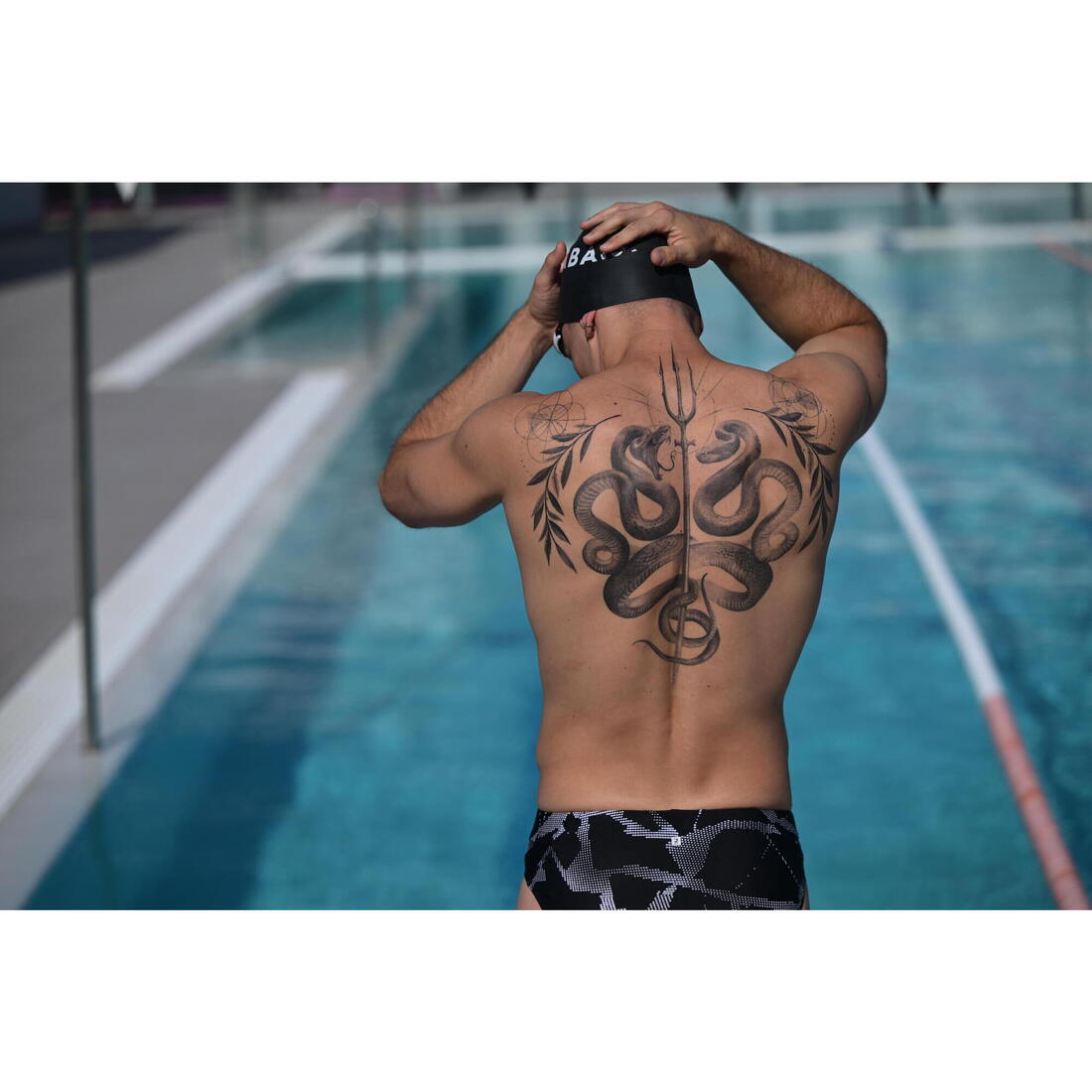 Maillot de bain natation homme slip900 print all ice