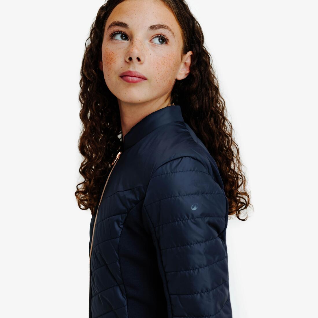 Veste équitation zip rose gold Enfant - 500 marine