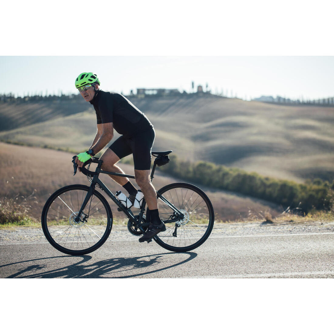 CHAUSSURES VELO GRAVEL ET ROUTE CUIR A LACETS SPD GRVL 520 NOIRE
