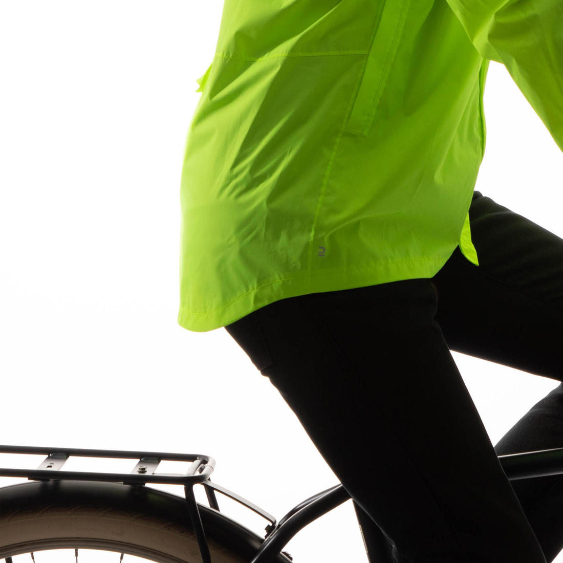 VESTE PLUIE VELO VILLE HOMME 120 JAUNE FLUO CERTIFIÉE EPI VISIBILITÉ JOUR