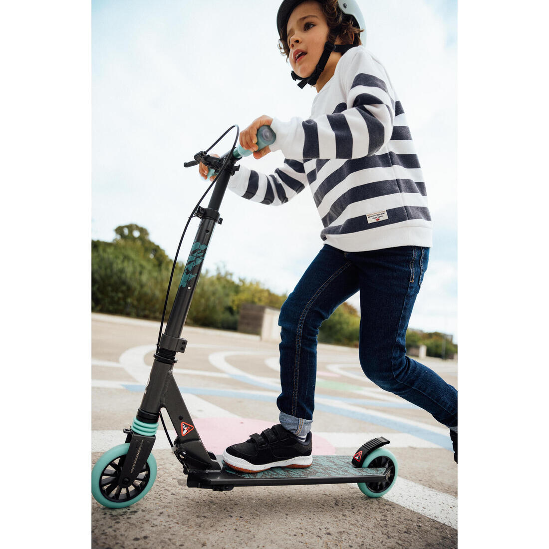 Trottinette enfant mid5 avec frein au guidon et suspension violette