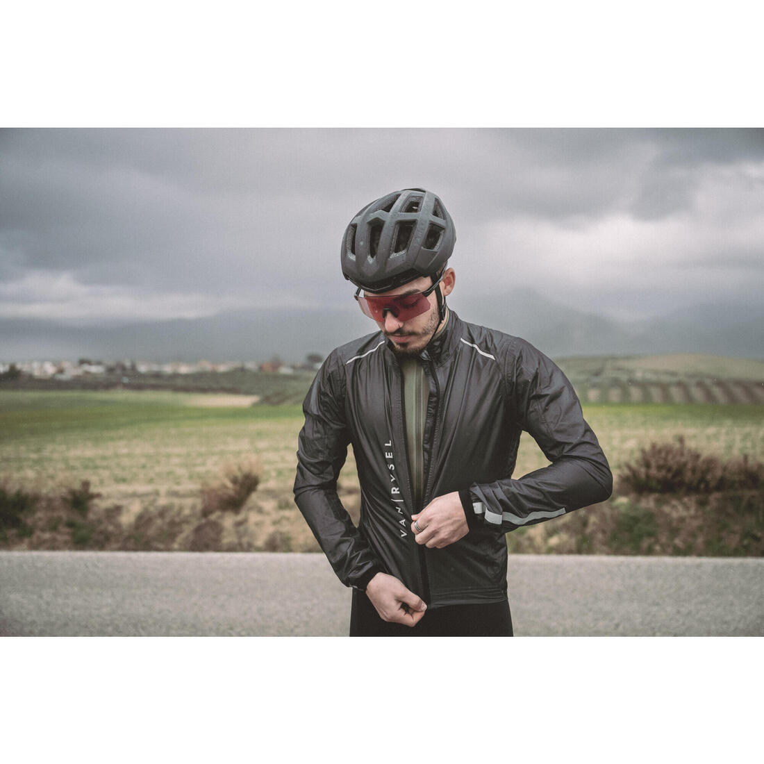 Coupe pluie vélo route manches longues homme - racer ultralight noir