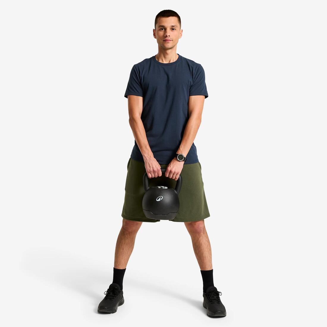 T-shirt de sport en coton col rond homme, bleu foncé