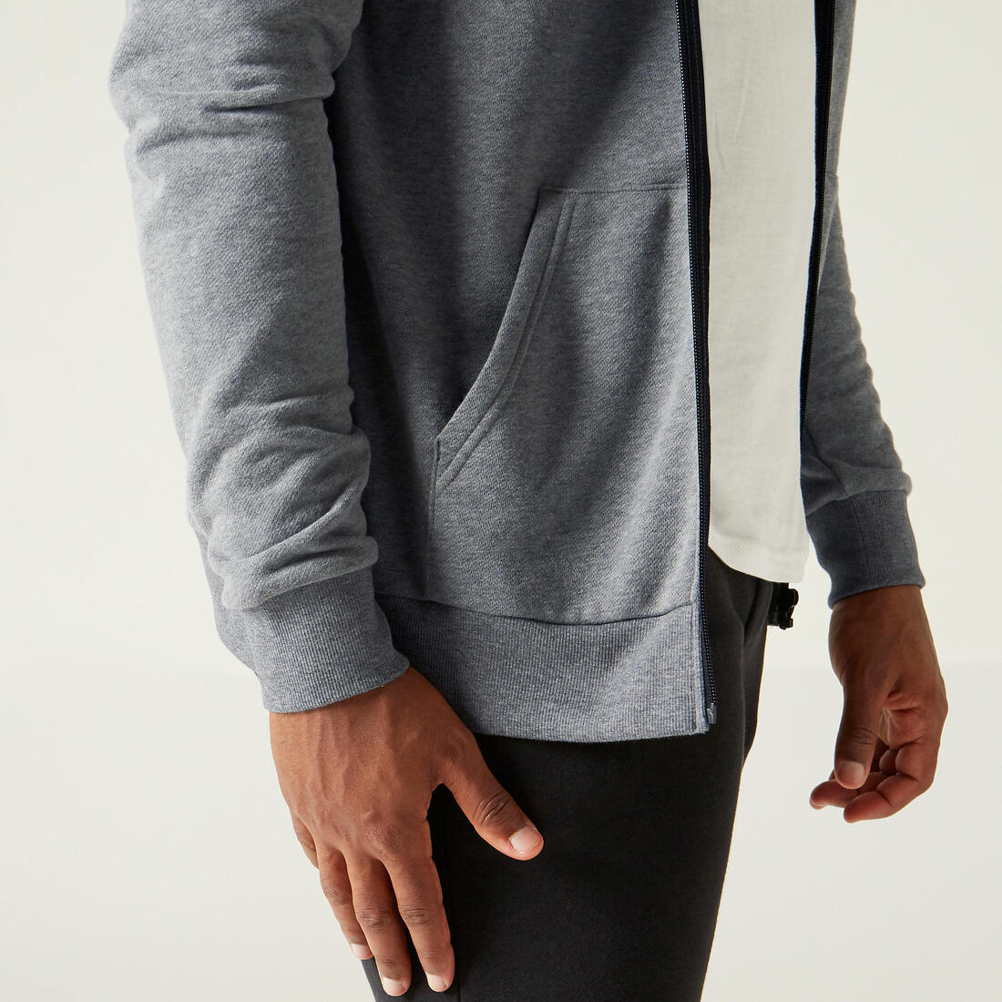 Sweat zippé à capuche fitness homme - 100 bleu foncé