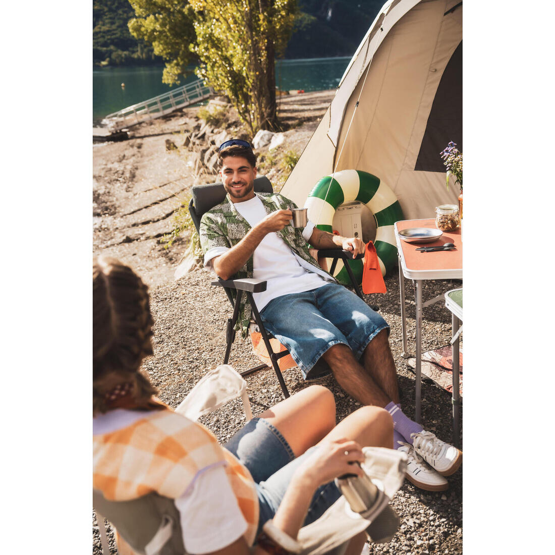 Fauteuil de camping inclinable, pliant et confortable