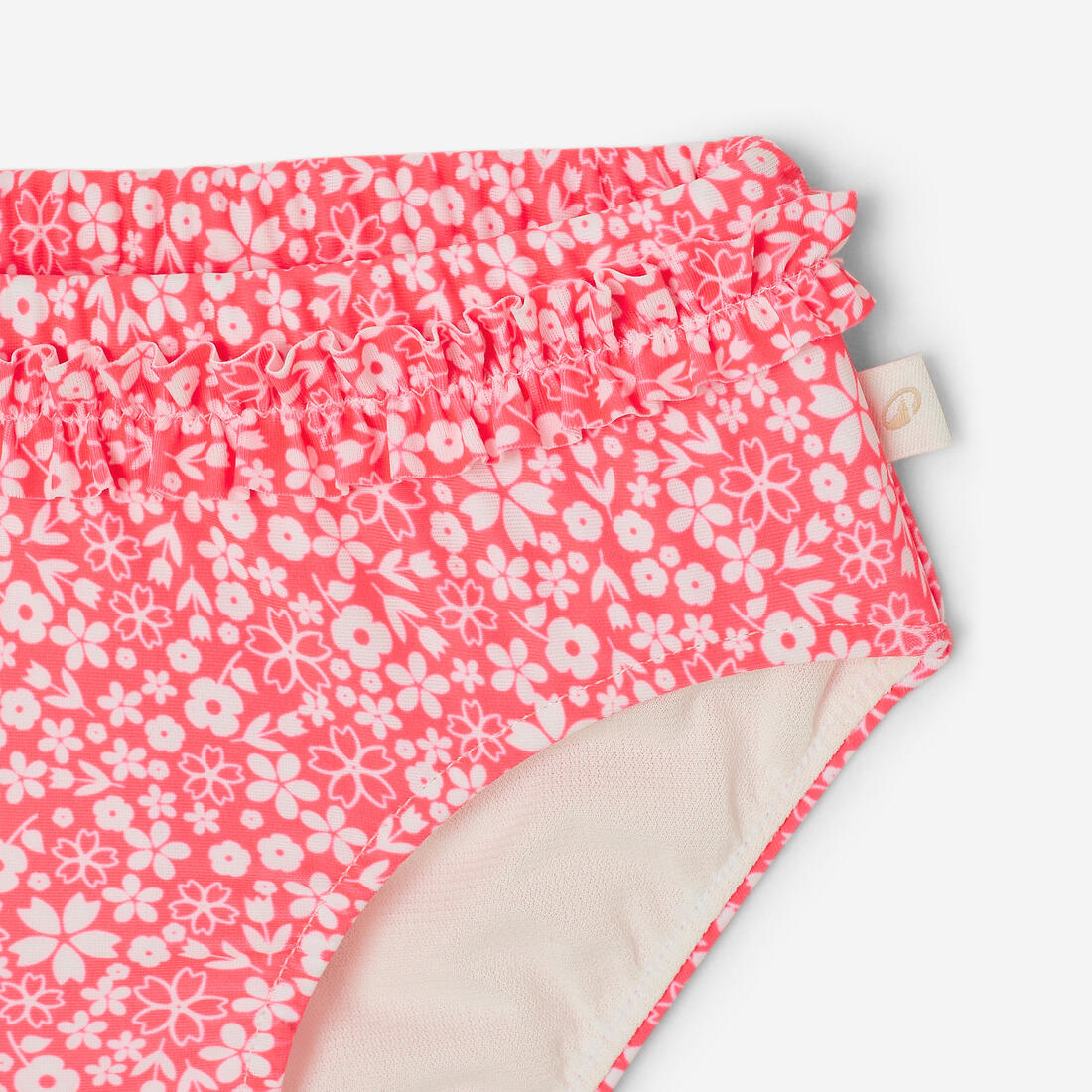 Bas de maillot de bain couche lavable bébé, rose imprimé fleurs