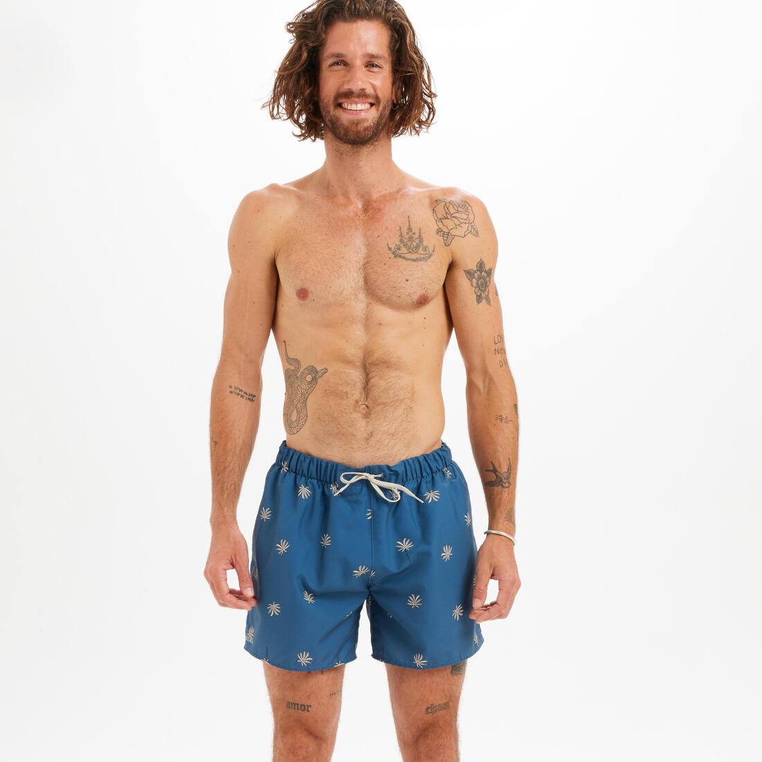 Short de bain 15" homme - 100 palmito