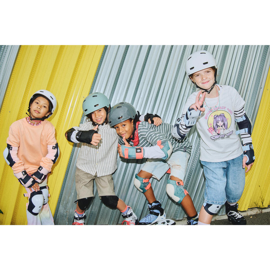 Set 3x2 protections roller trottinette skate enfant PLAY