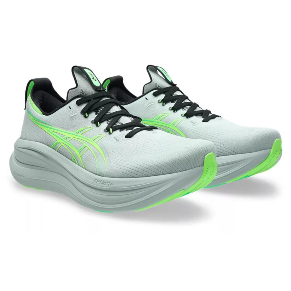 Chaussures de running Homme, Asics Gel Nimbus 28 gris et vert