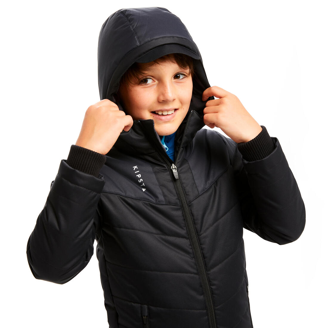 PARKA LONGUE DE FOOTBALL ENFANT TRX MARINE