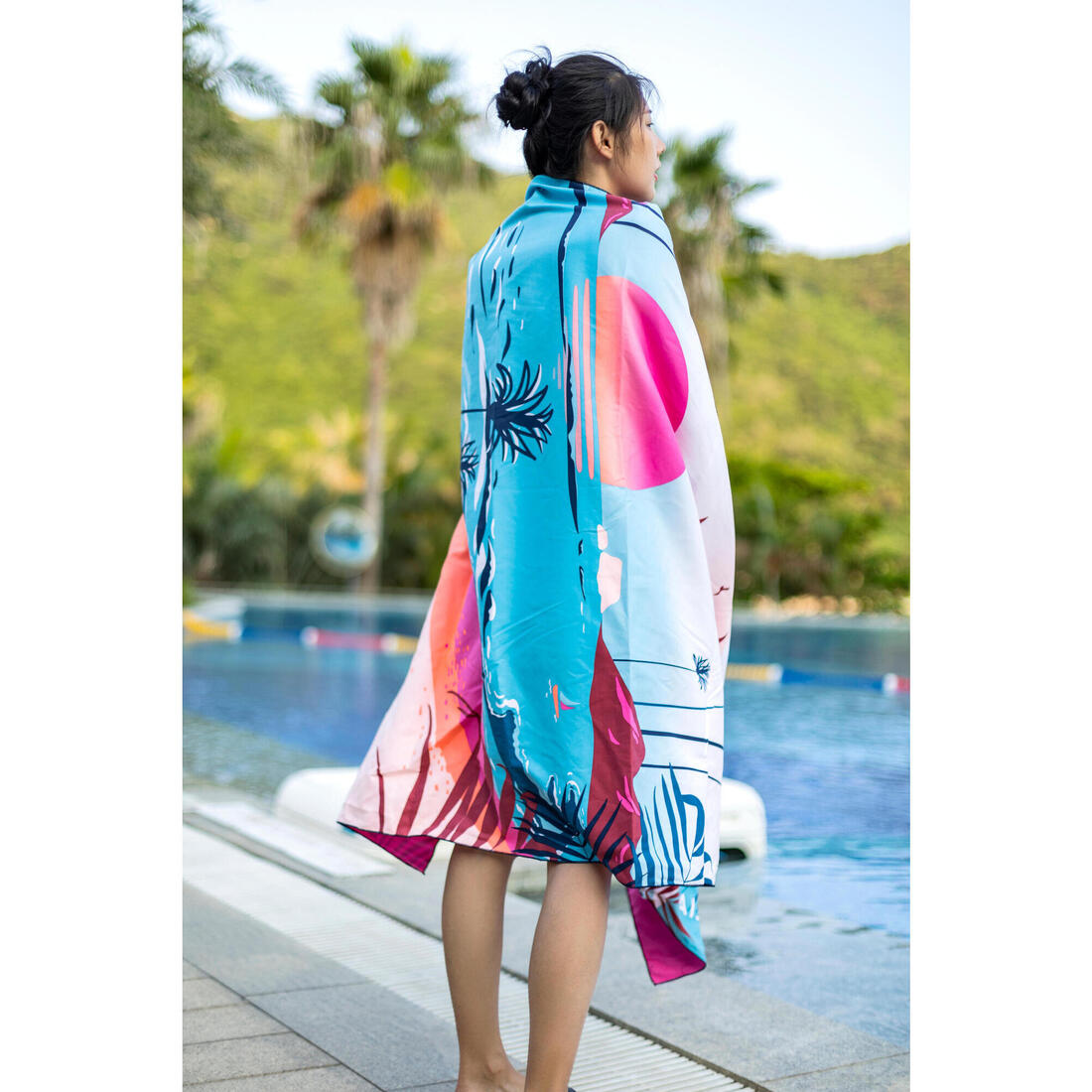 Serviette de bain microfibre imprimé taille xl 110 x 175 cm