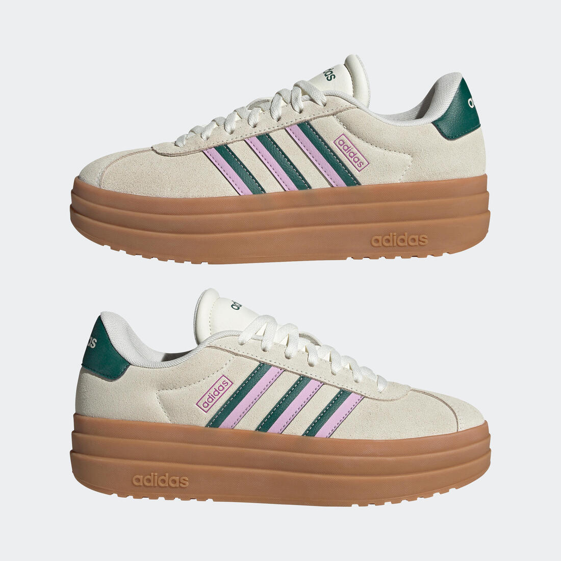 Baskets femme, vl court bold, blanc cassé et bleu gomme