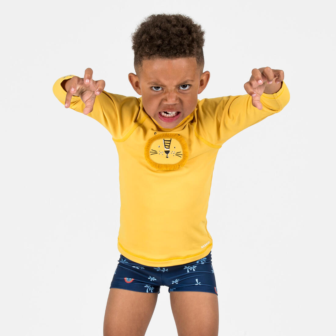 Boxer de bain bébé / enfant bleu imprimé crabes