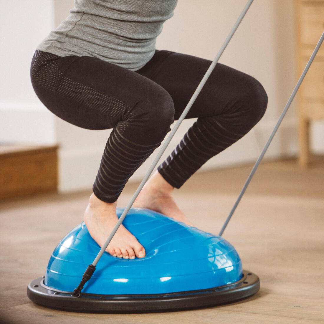 Station d'équilibre fitness réversible avec élastiques, bleu