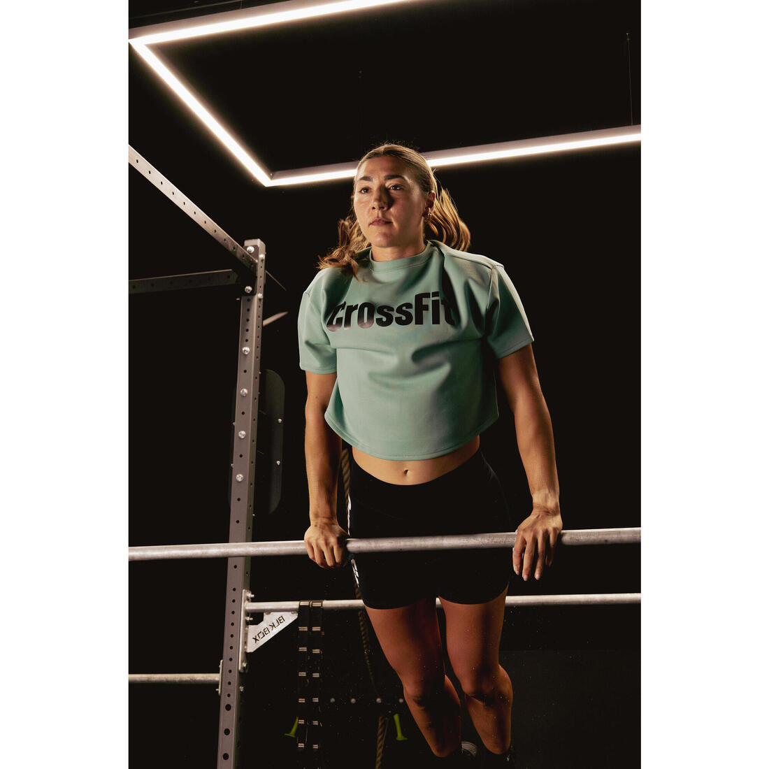 Tee shirt de crossfit® crop top femme, vert