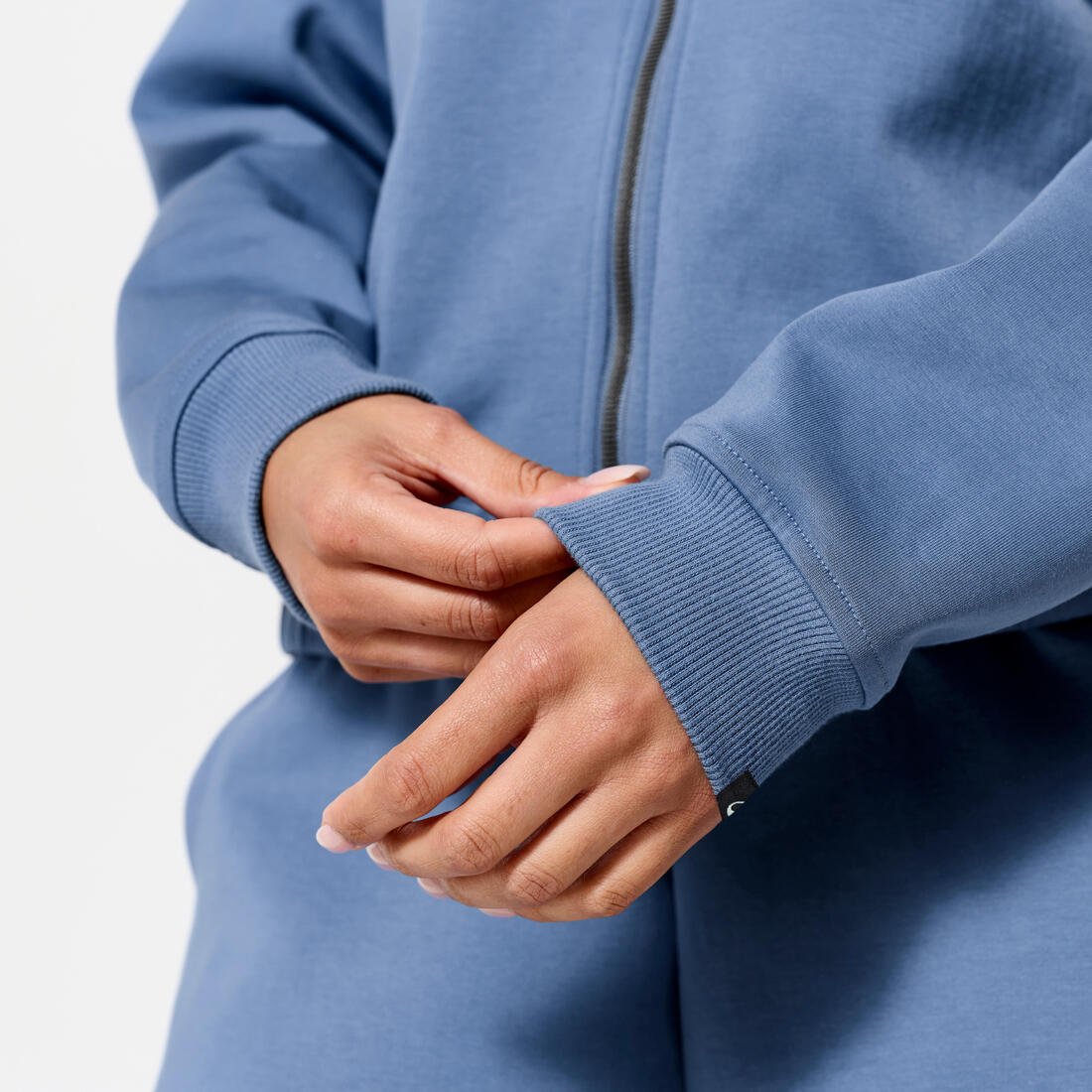 Veste bombers zipée femme, beige avec piping vert.