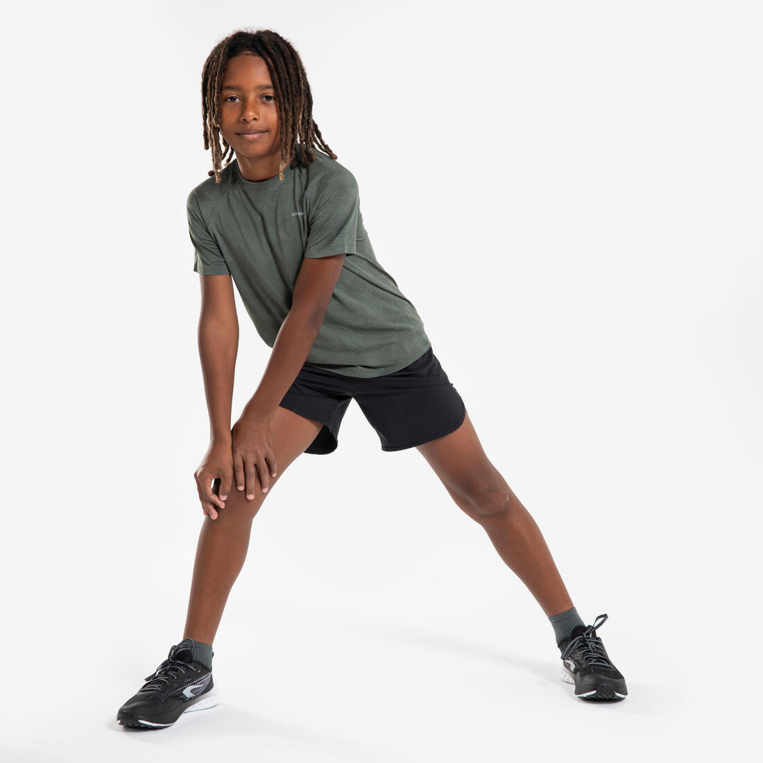 Short de Running respirant Enfant - KIPRUN dry+ 900 noir et gris