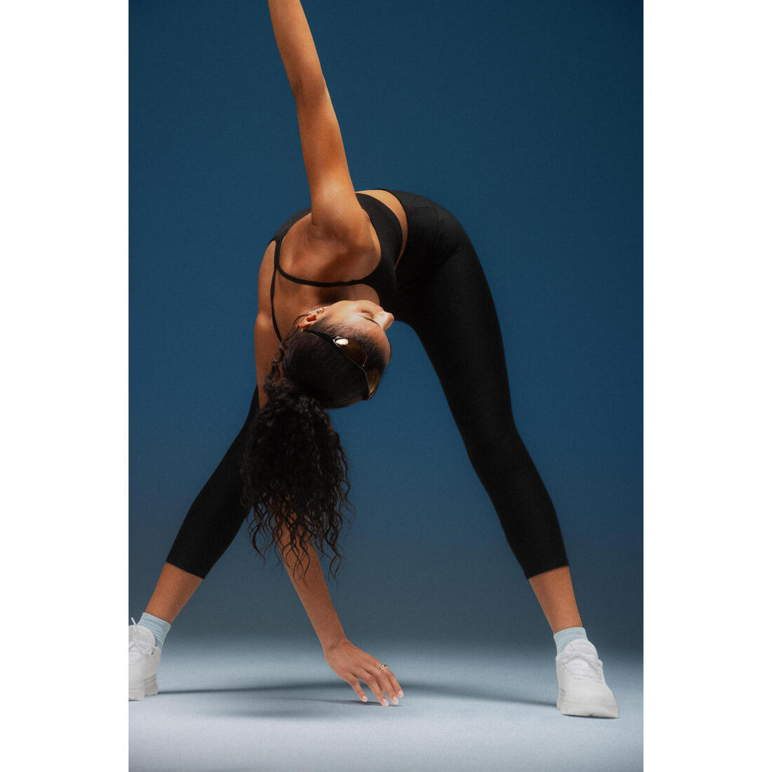 Legging de sport court et extensible femme, noir