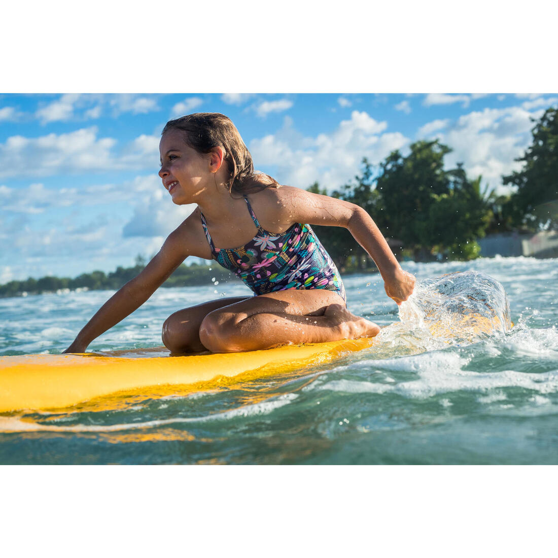 Maillot de bain 1 pièce rose pastel hanalei 100