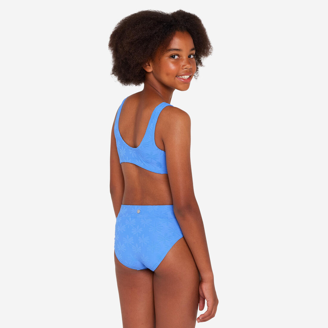 Maillot 2 pièces surf brassière taille haute Fille - 500 Lao miami lavande