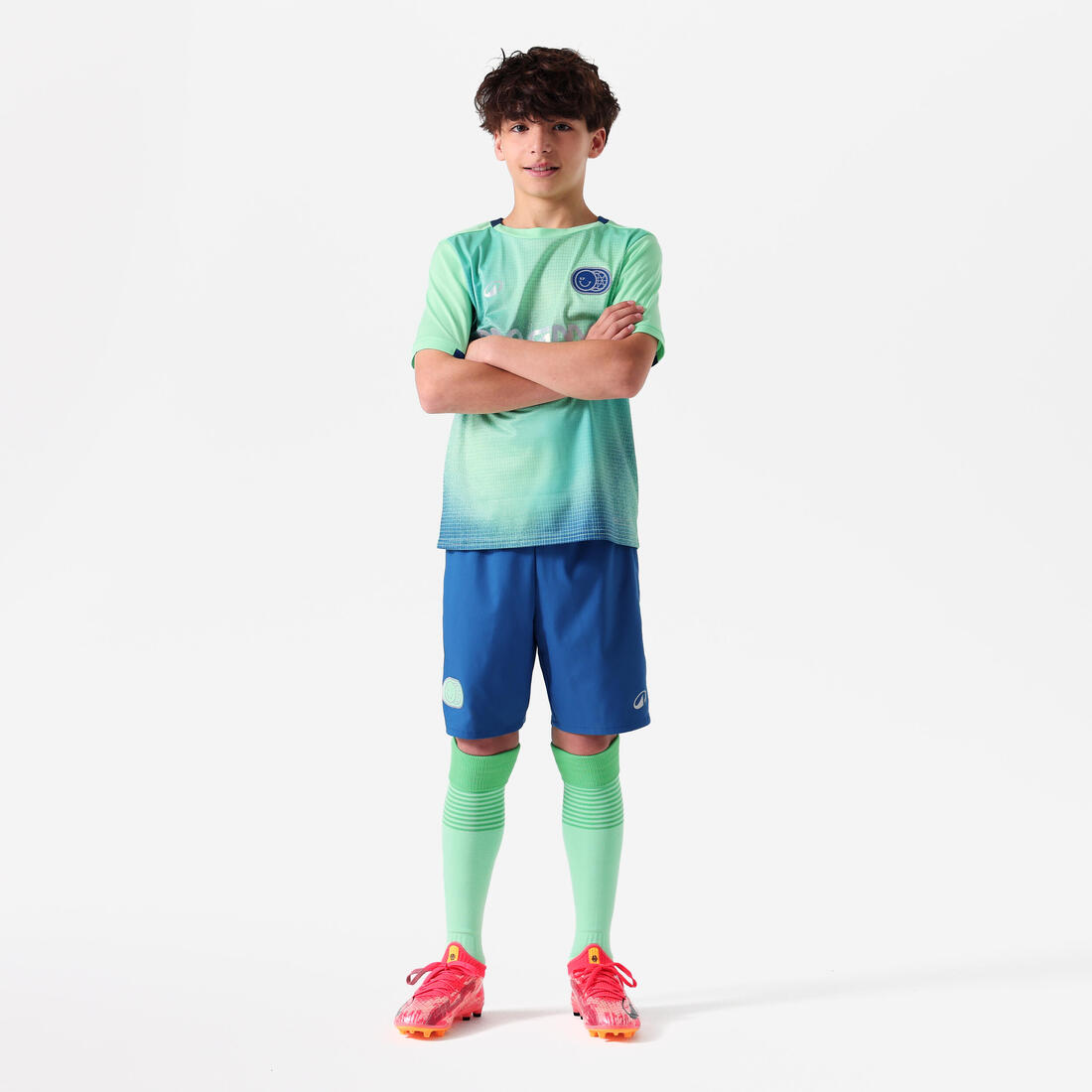 SHORT DE FOOTBALL ENFANT VIRALTO KIDS GRIS BANDE
