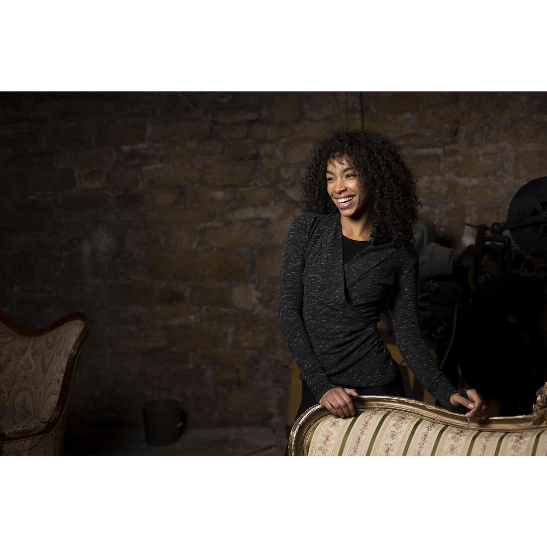 Cache coeur danse classique gris anthracite femme