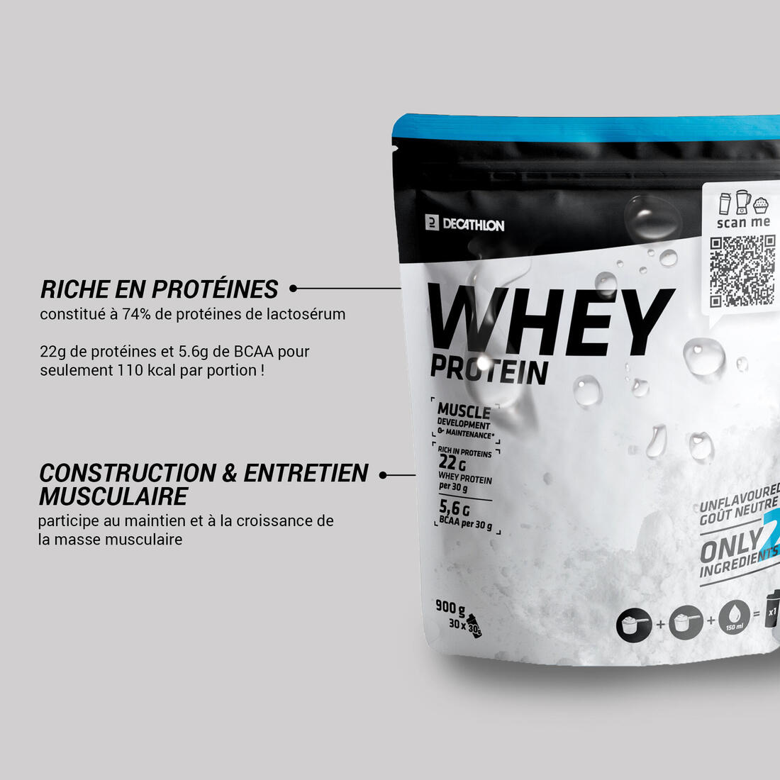 Whey protéine goût neutre 900g