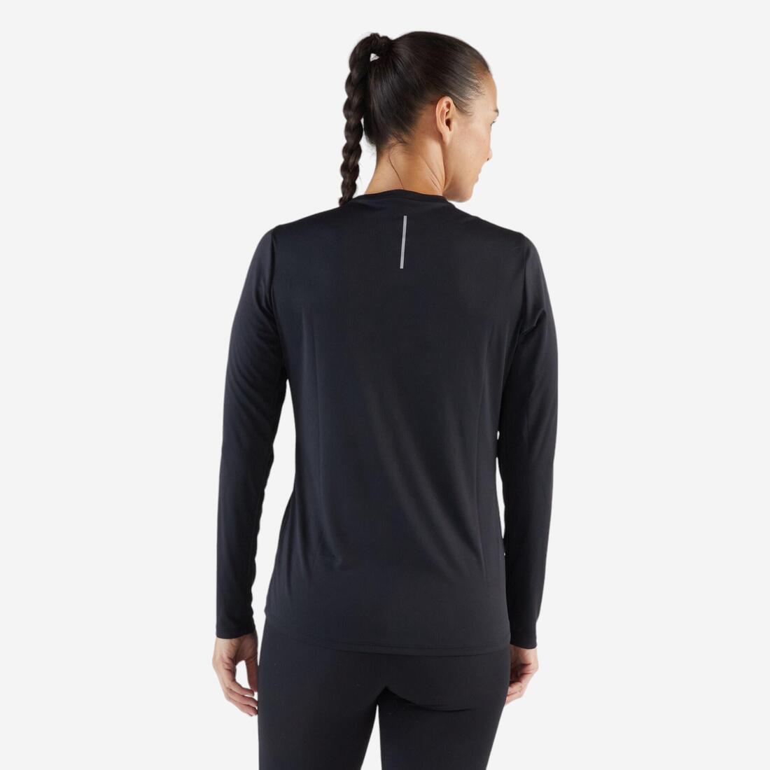 T-shirt manches longues running femme - sun protect noir