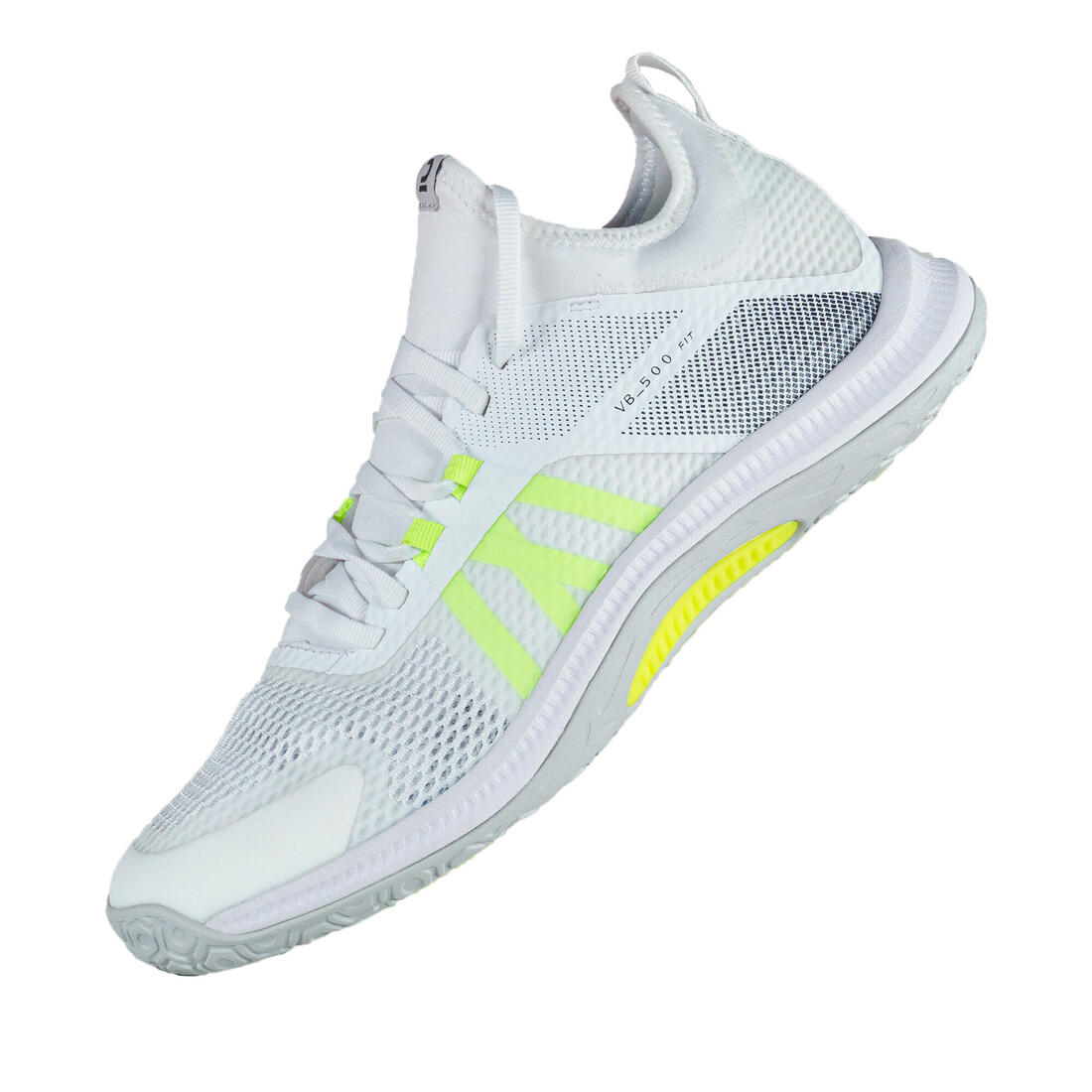 Chaussures de volley-ball FIT pour pratique régulière, blanches et jaunes