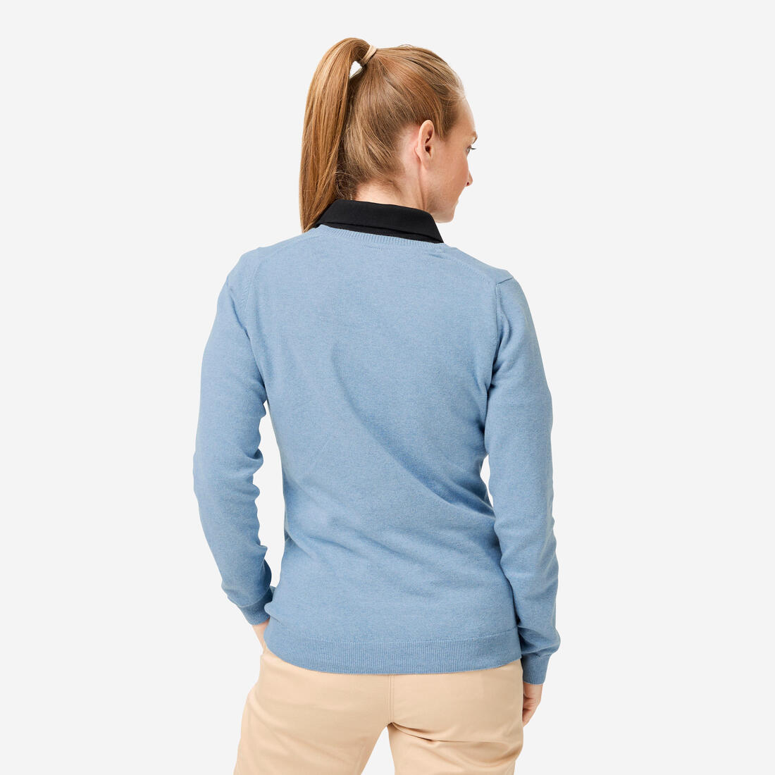 Pull de golf coton col V femme, MW100